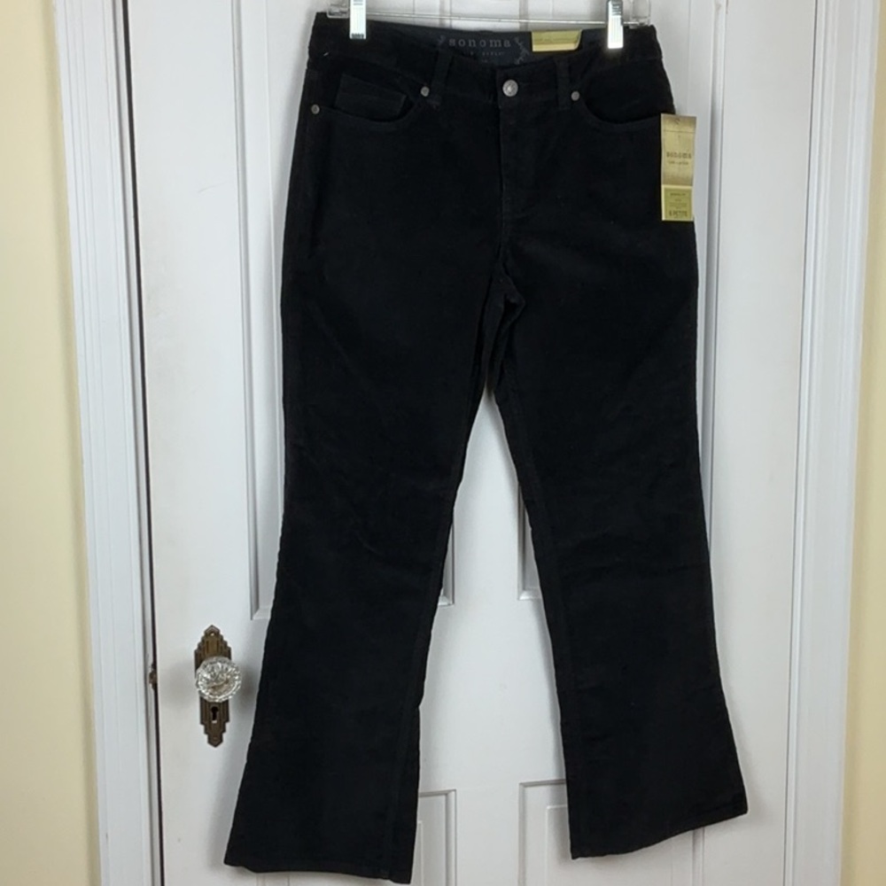 Sonoma Women's Black Bootcut Corduroy Jeans Pants Size 6P NWT